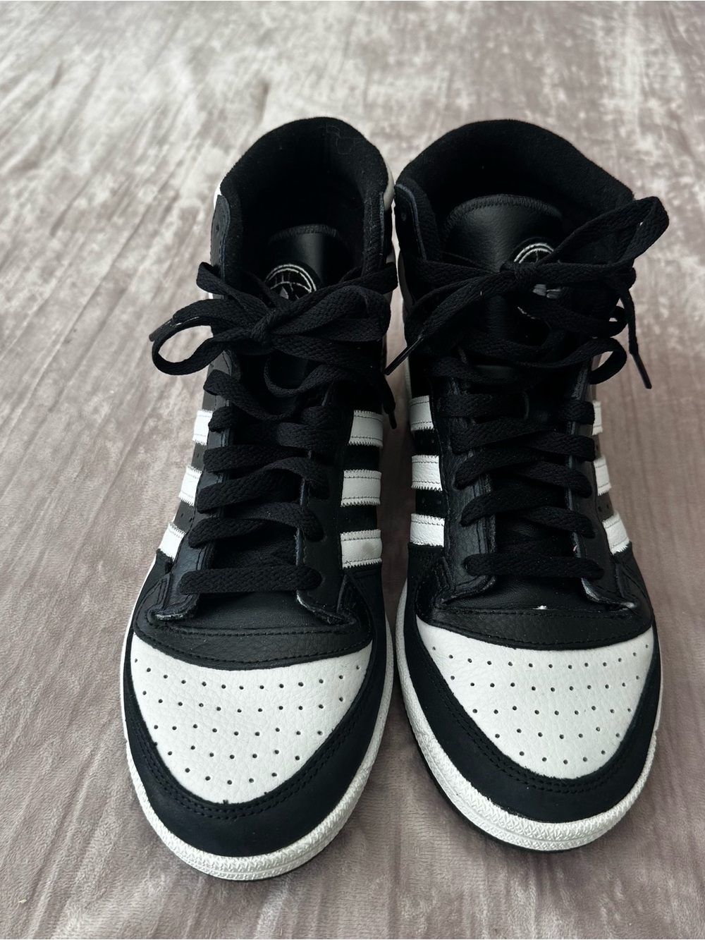 adidas Black and White High-Top Athletic Sneakers